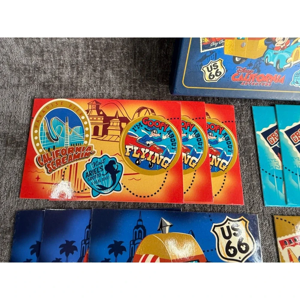Disney California Adventure Postcard Set of 12 Boxed Mickey Soarin Cars Route 66